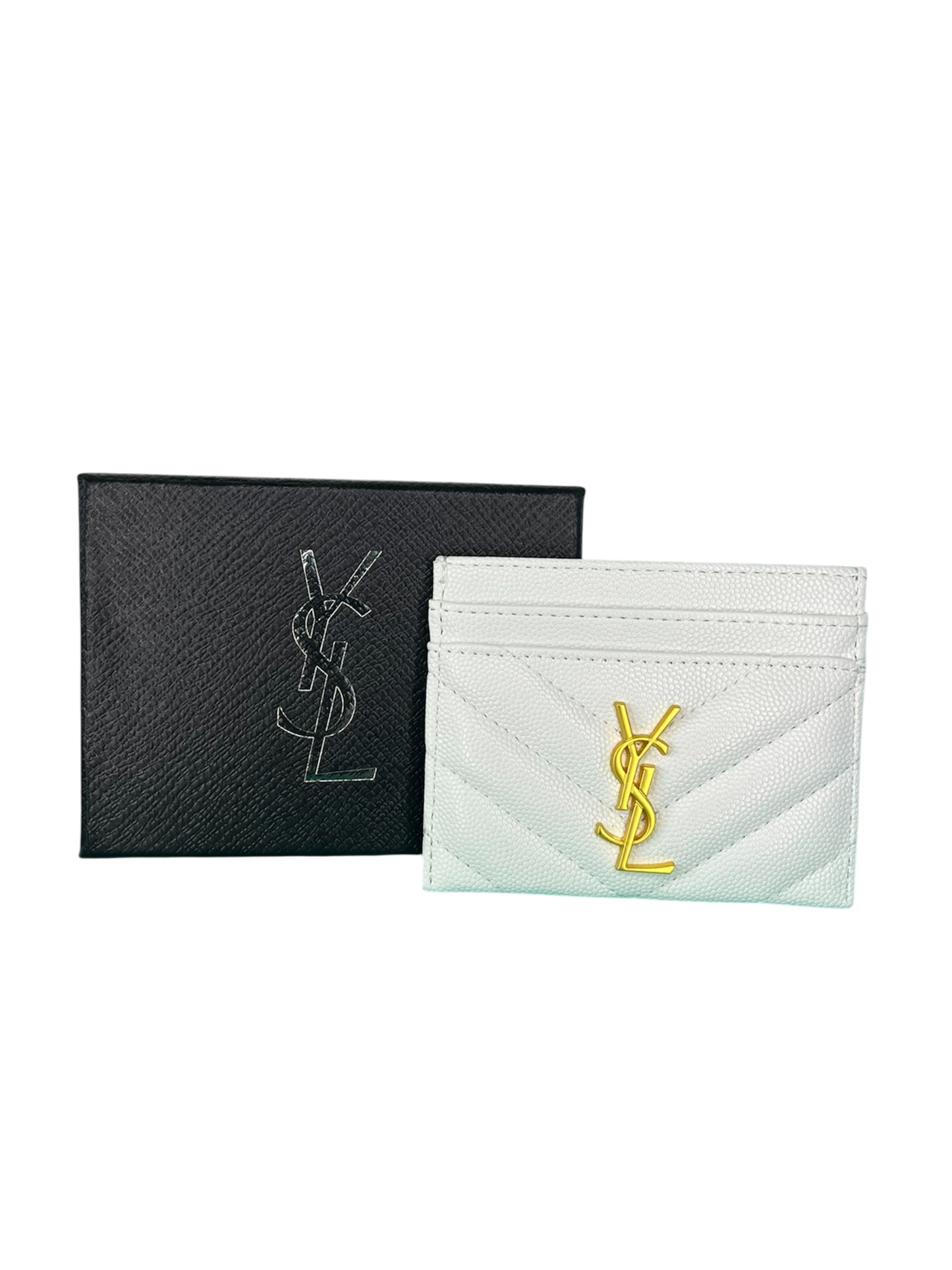 YSL card holder pearl